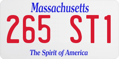 MA license plate 265ST1
