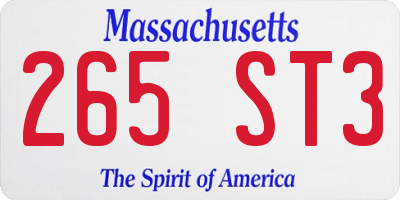 MA license plate 265ST3