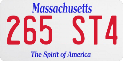 MA license plate 265ST4