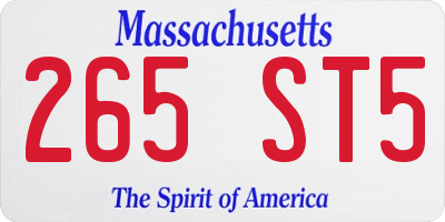 MA license plate 265ST5