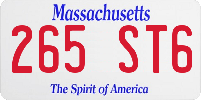 MA license plate 265ST6