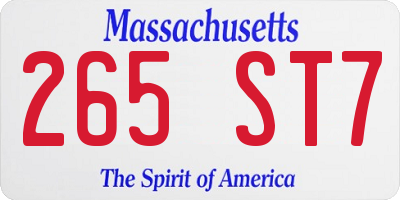 MA license plate 265ST7