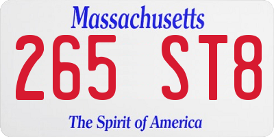 MA license plate 265ST8