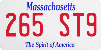 MA license plate 265ST9