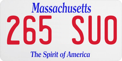 MA license plate 265SU0