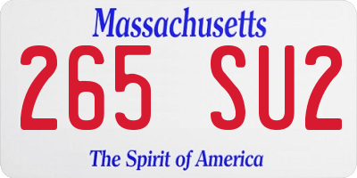 MA license plate 265SU2