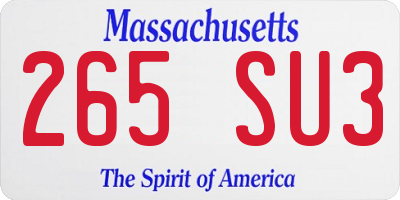 MA license plate 265SU3