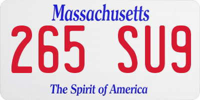 MA license plate 265SU9