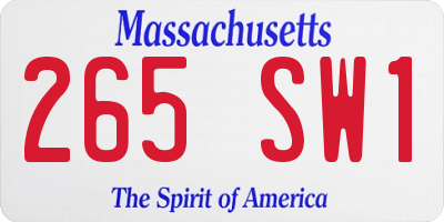 MA license plate 265SW1