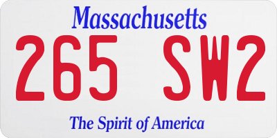 MA license plate 265SW2
