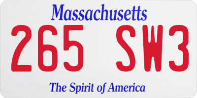 MA license plate 265SW3