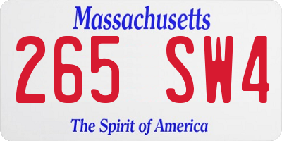MA license plate 265SW4
