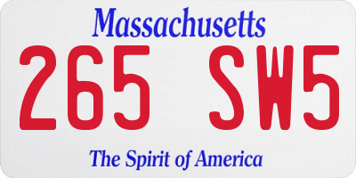 MA license plate 265SW5