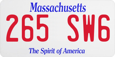 MA license plate 265SW6