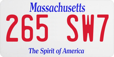 MA license plate 265SW7