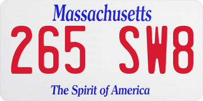 MA license plate 265SW8