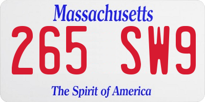 MA license plate 265SW9