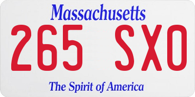 MA license plate 265SX0