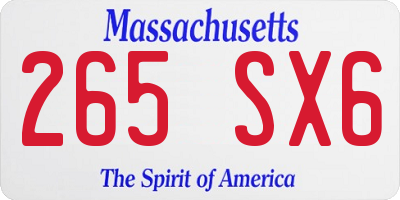 MA license plate 265SX6