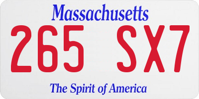 MA license plate 265SX7