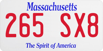 MA license plate 265SX8