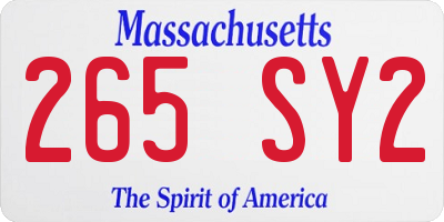 MA license plate 265SY2