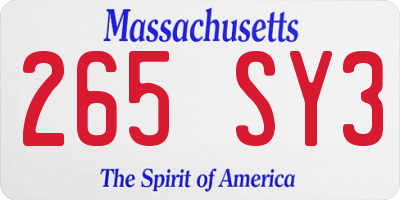 MA license plate 265SY3