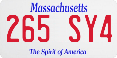 MA license plate 265SY4