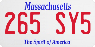 MA license plate 265SY5
