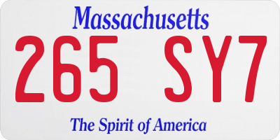 MA license plate 265SY7