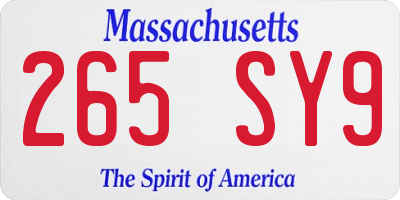 MA license plate 265SY9