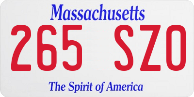 MA license plate 265SZ0