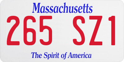 MA license plate 265SZ1