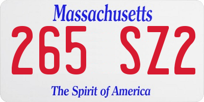 MA license plate 265SZ2