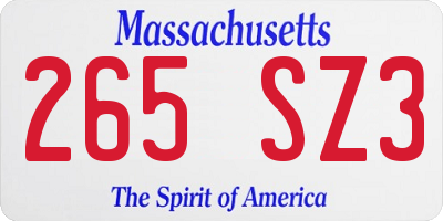 MA license plate 265SZ3