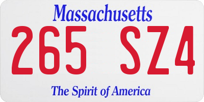 MA license plate 265SZ4