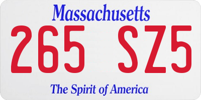MA license plate 265SZ5
