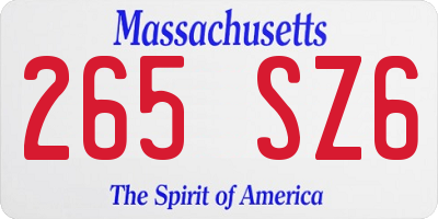 MA license plate 265SZ6