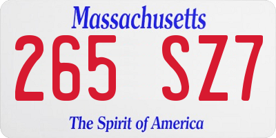 MA license plate 265SZ7