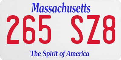 MA license plate 265SZ8