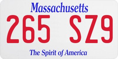 MA license plate 265SZ9