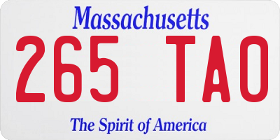 MA license plate 265TA0
