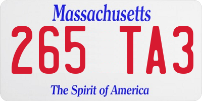 MA license plate 265TA3