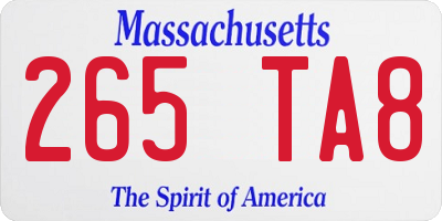 MA license plate 265TA8
