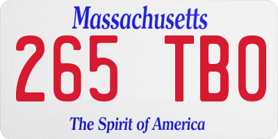 MA license plate 265TB0