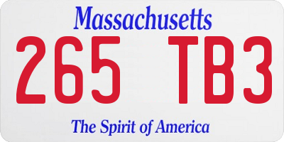 MA license plate 265TB3