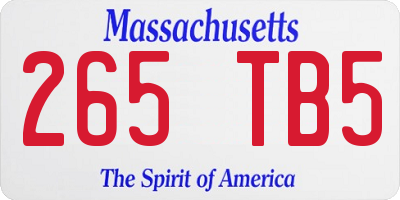 MA license plate 265TB5