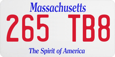 MA license plate 265TB8