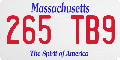MA license plate 265TB9