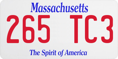 MA license plate 265TC3
